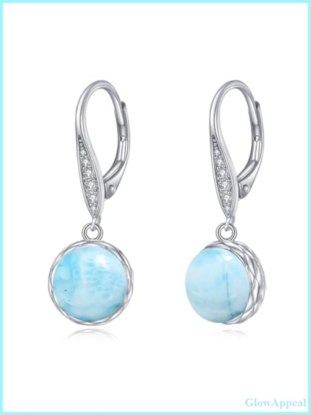 925 Sterling Silver Larimar Dangle Drop Earrings Leverback Hypoallergenic